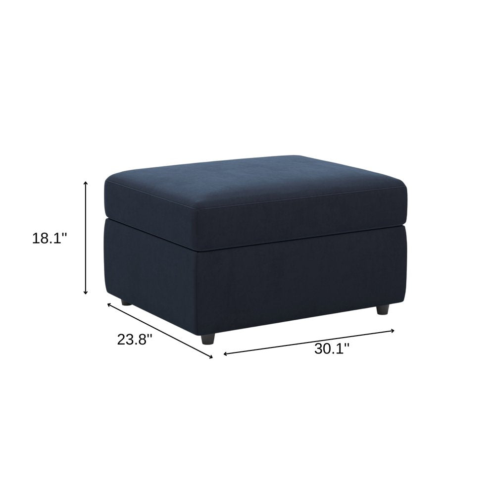 30" Black Velvet Ottoman With Storage