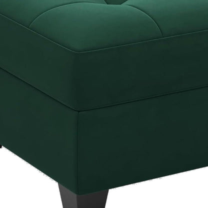 26" Green And Black Velvet Tufted Ottoman With Storage