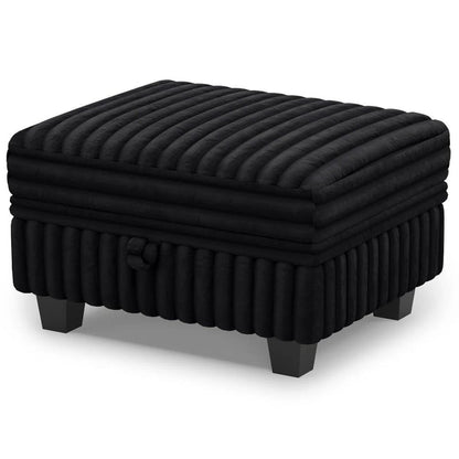 30" Black Faux Fur Ottoman With Storage