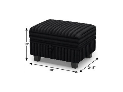 30" Black Faux Fur Ottoman With Storage