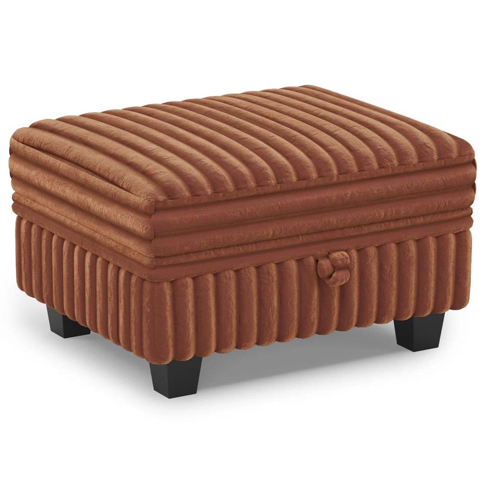 30" Black Faux Fur Ottoman With Storage