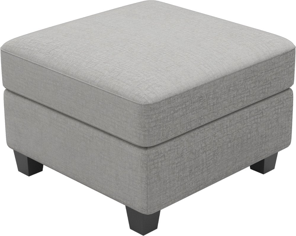26" Light Gray And Black Chenille Ottoman With Storage