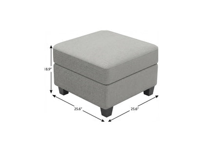 26" Light Gray And Black Chenille Ottoman With Storage