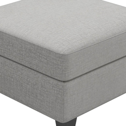 26" Light Gray And Black Chenille Ottoman With Storage