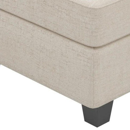 26" Light Gray And Black Chenille Ottoman With Storage