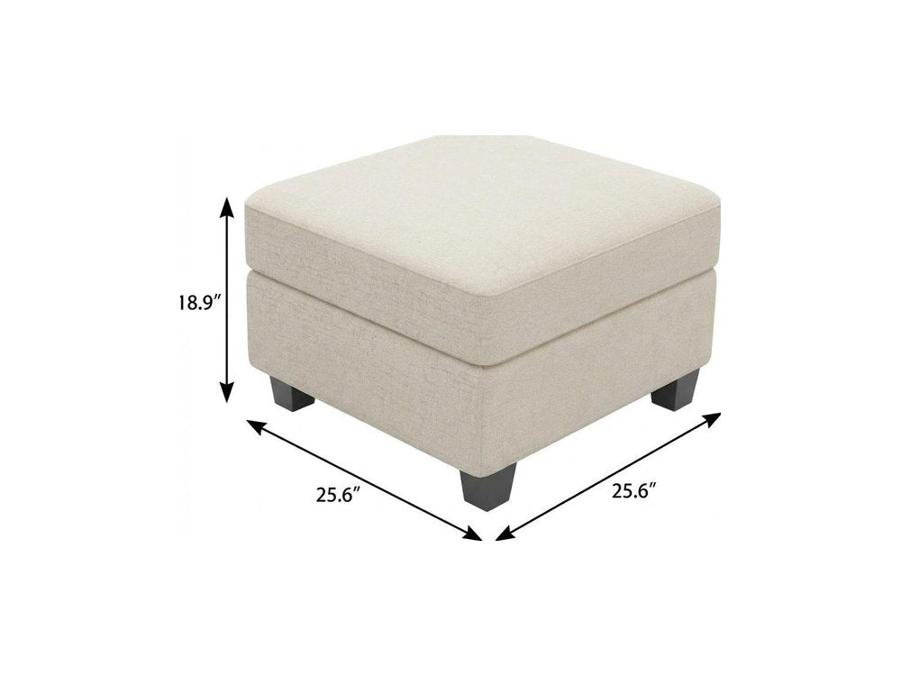 26" Light Gray And Black Chenille Ottoman With Storage
