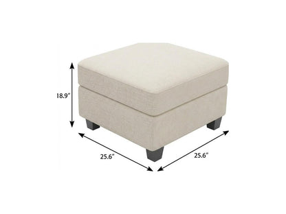 26" Light Gray And Black Chenille Ottoman With Storage