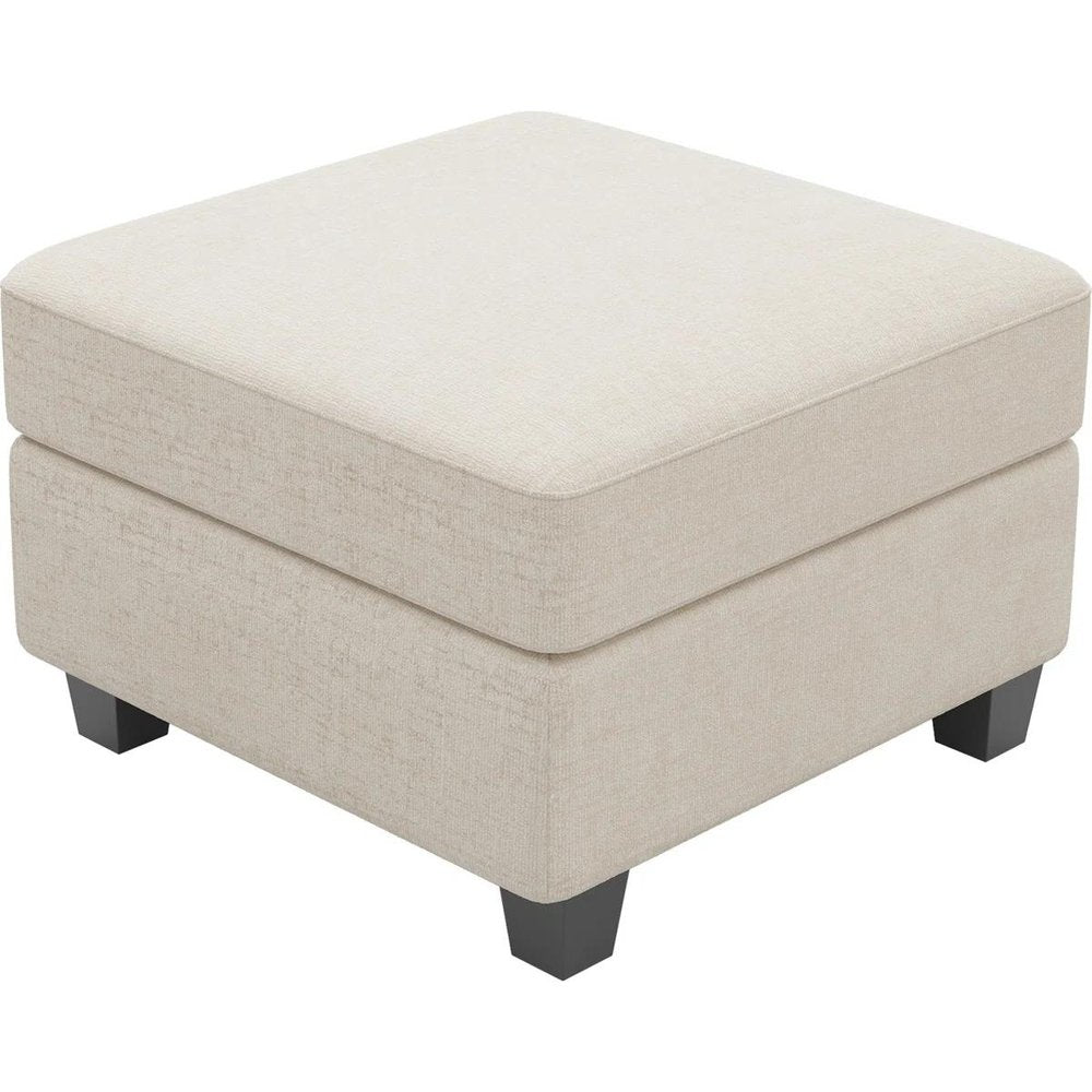 26" Light Gray And Black Chenille Ottoman With Storage