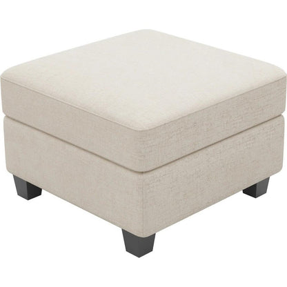 26" Light Gray And Black Chenille Ottoman With Storage