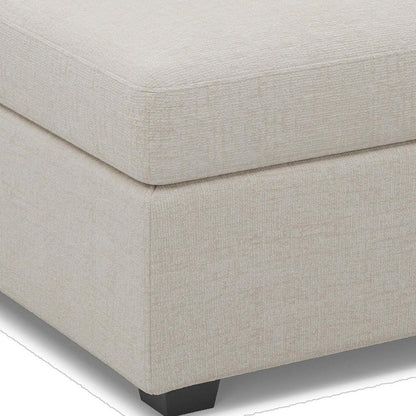 30" Beige And Black Chenille Ottoman With Storage