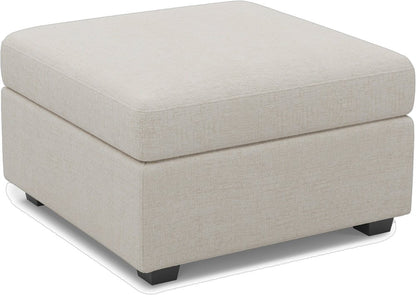 30" Beige And Black Chenille Ottoman With Storage
