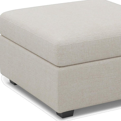 30" Beige And Black Chenille Ottoman With Storage