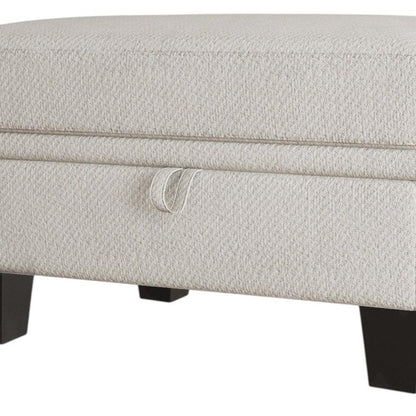 29" Beige And Black Chenille Ottoman With Storage