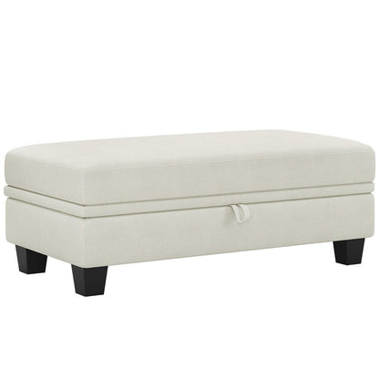 46" Light Gray And Black Chenille Ottoman With Storage