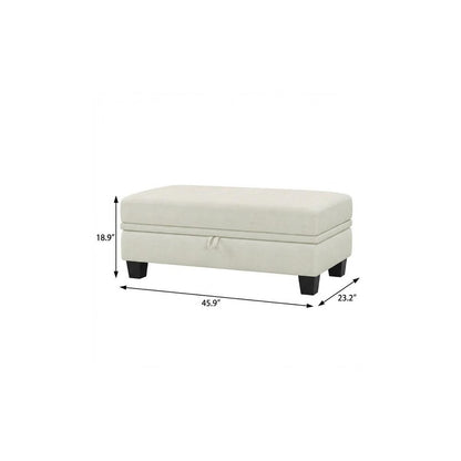 46" Light Gray And Black Chenille Ottoman With Storage