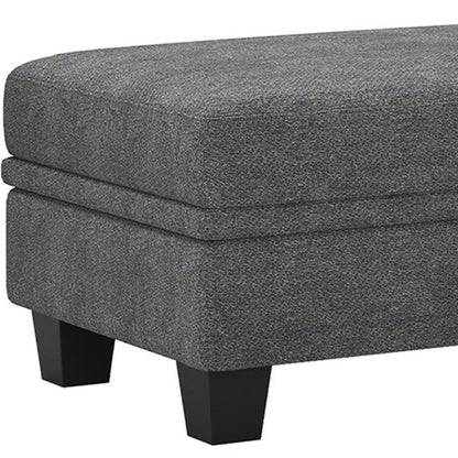 46" Light Gray And Black Chenille Ottoman With Storage