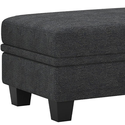 46" Light Gray And Black Chenille Ottoman With Storage