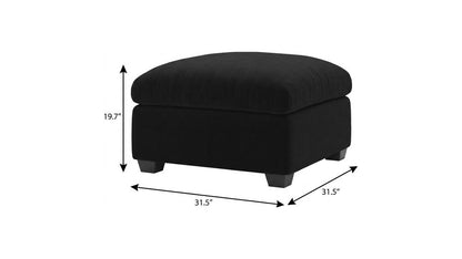 32" Beige and Black Velvet Ottoman