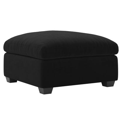 32" Beige and Black Velvet Ottoman