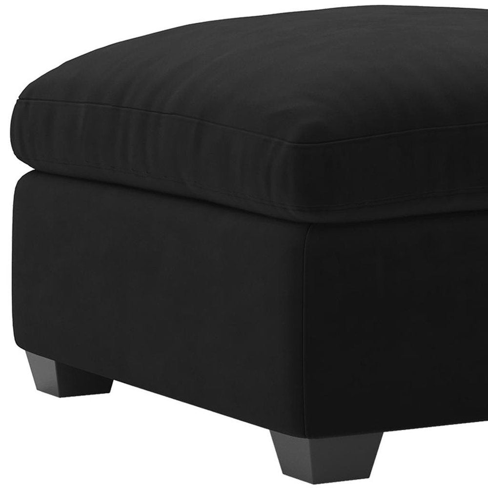 32" Beige and Black Velvet Ottoman