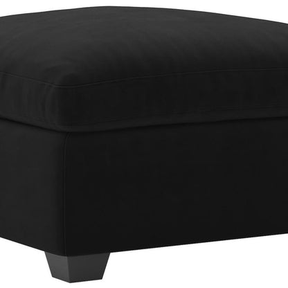 32" Beige and Black Velvet Ottoman