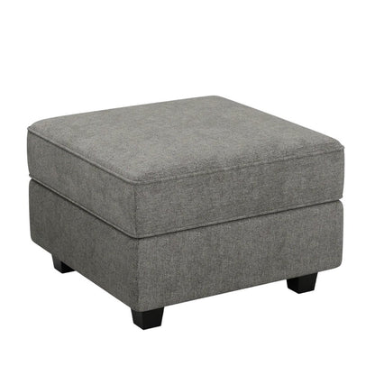 26" Teal Blue And Black Microfiber Ottoman With Storage