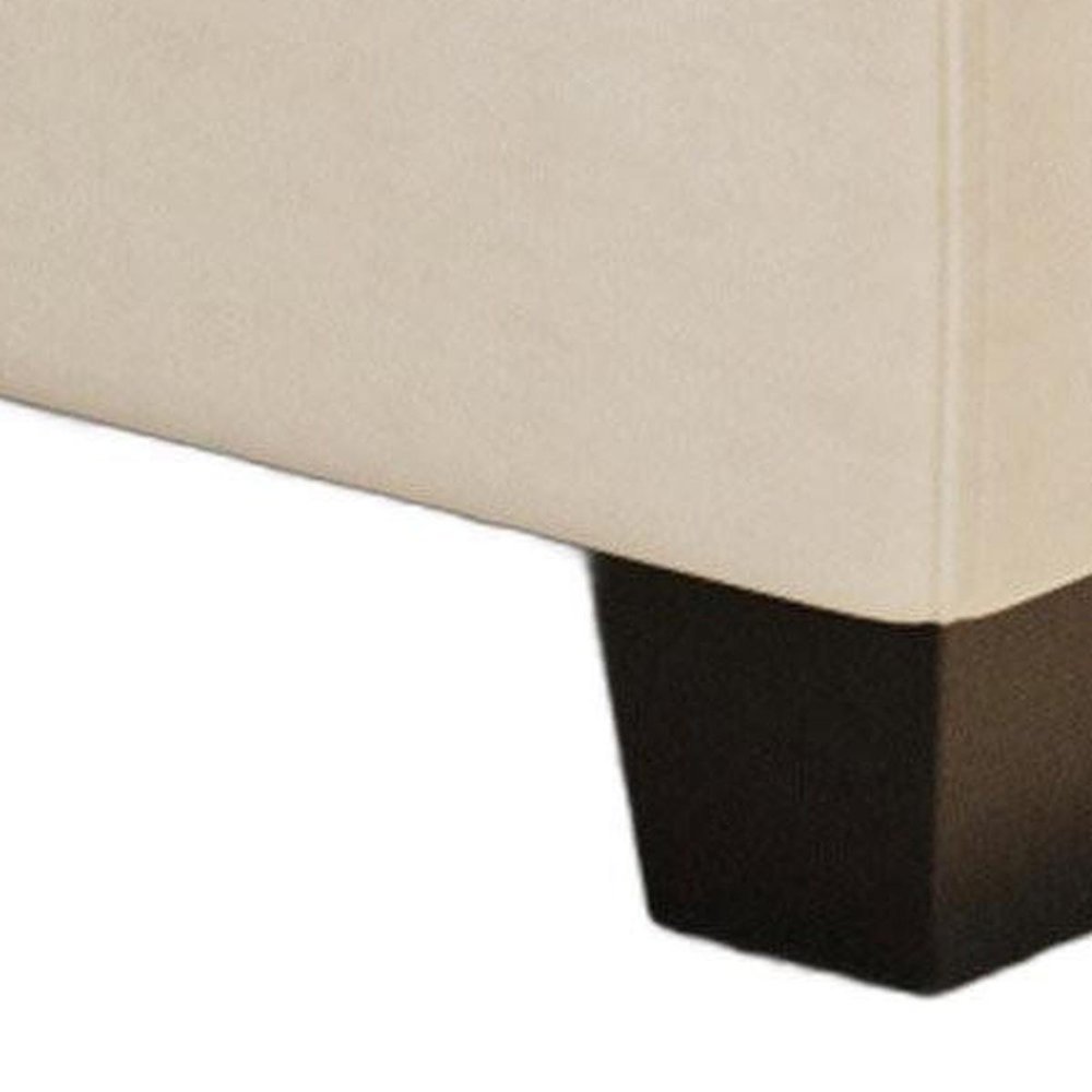 32" Beige And Black Velvet Tufted Ottoman With Storage