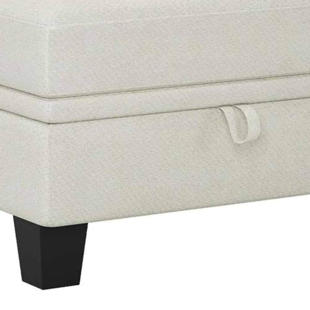 29" Beige And Black Chenille Ottoman With Storage