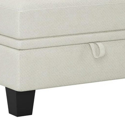 29" Beige And Black Chenille Ottoman With Storage