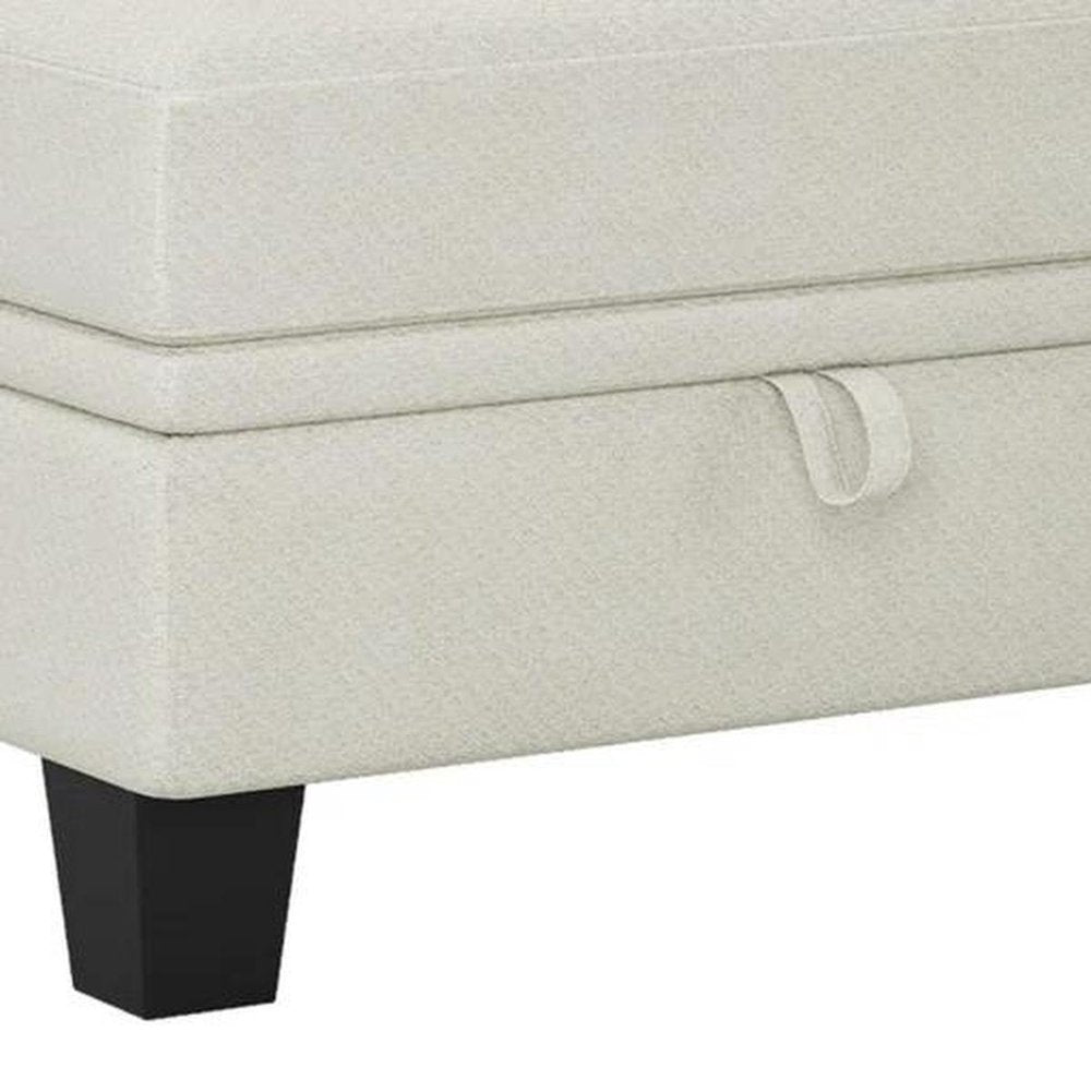 29" Beige And Black Chenille Ottoman With Storage