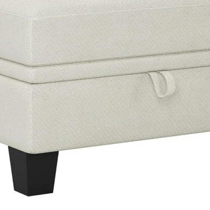 29" Beige And Black Chenille Ottoman With Storage