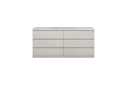 63" Gray Wood Six Drawer Double Dresser