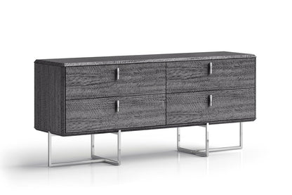 70" Gray Wood Four Drawer Double Dresser