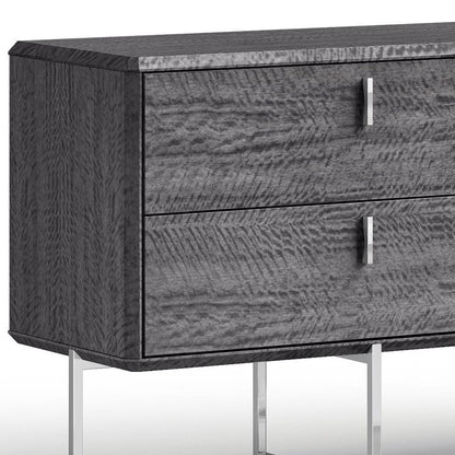 70" Gray Wood Four Drawer Double Dresser