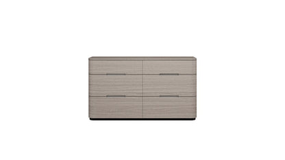 56" Oak Wood Six Drawer Double Dresser