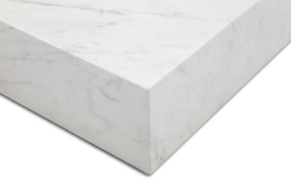 55" White Genuine Marble Block Coffee Table