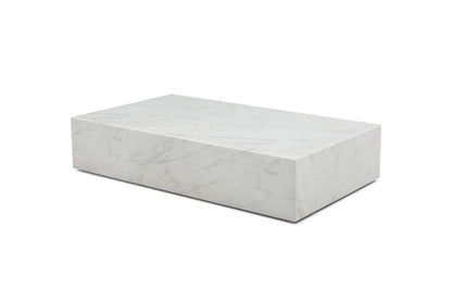 55" White Genuine Marble Block Coffee Table