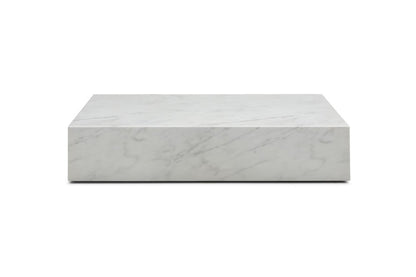 55" White Genuine Marble Block Coffee Table