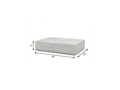 55" White Genuine Marble Block Coffee Table