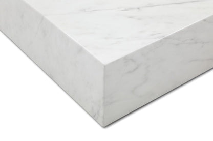 55" White Genuine Marble Block Coffee Table