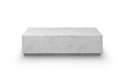 55" White Genuine Marble Block Coffee Table