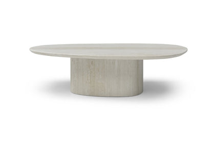 51" Beige Marble Oval Pedestal Coffee Table