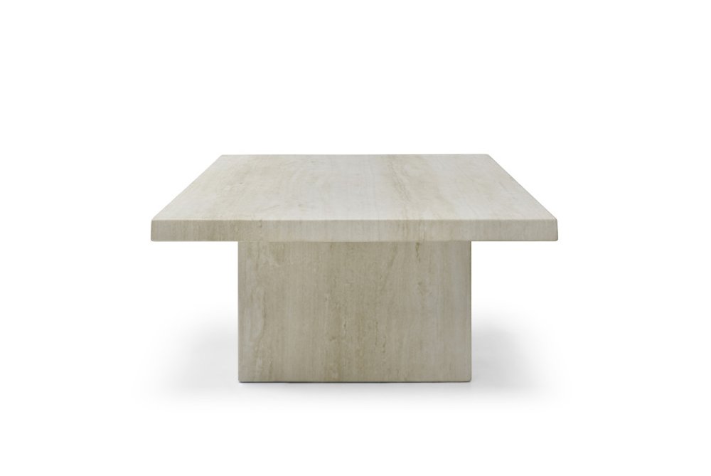 55" Beige Marble Double Pedestal Coffee Table