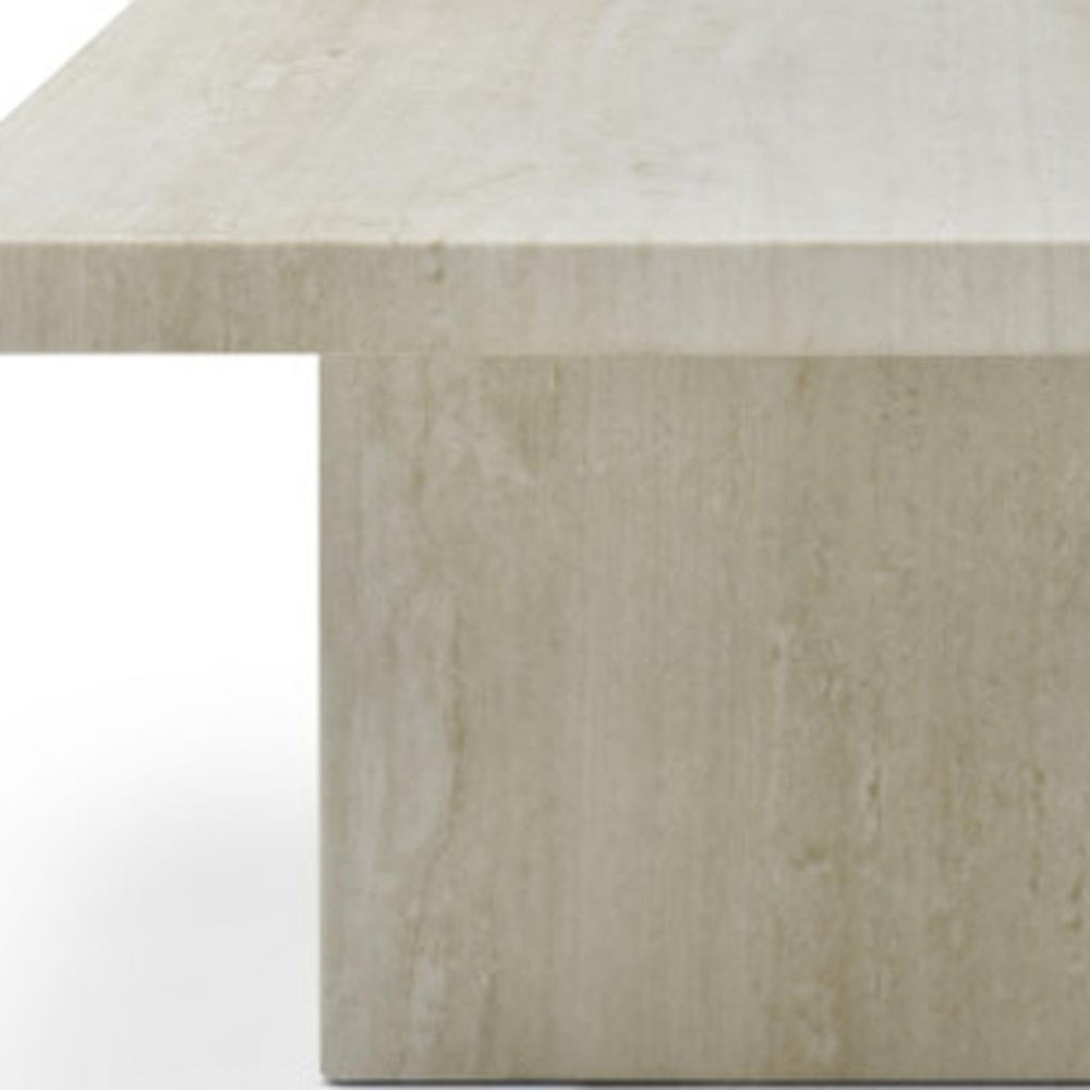 55" Beige Marble Double Pedestal Coffee Table