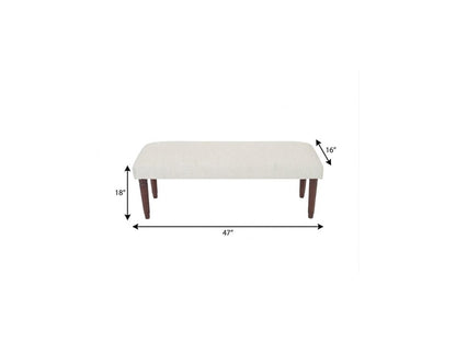 47" Cream and Brown Boucle and Solid Wood Upholstered Bench