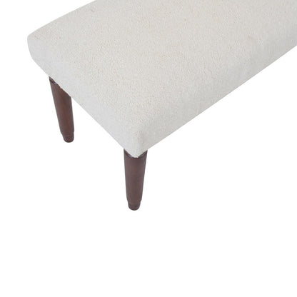 47" Cream and Brown Boucle and Solid Wood Upholstered Bench