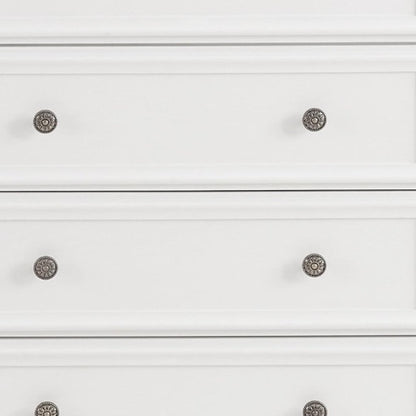 32" White Wood Five Drawer Dresser