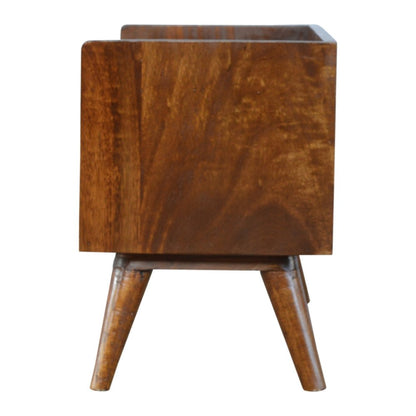35" Chestnut Solid Wood Storage Bench With Shoe Storage