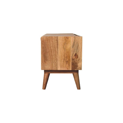 35" Tan And Brown Genuine Leather And Solid Wood Upholstered Storage Bench With Shoe Storage