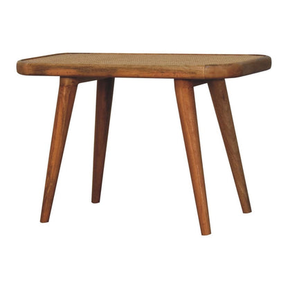 28" Brown Solid Wood and Rattan Bench
